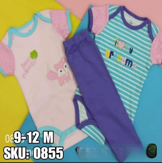 Baby Body Suits Pack of 3, Half Sleeves,100% Cotton Multi Color, Romper, Bodysuit, for Baby Boy & Baby Girl, Imported, Best in all respect.(*AL-1/B)